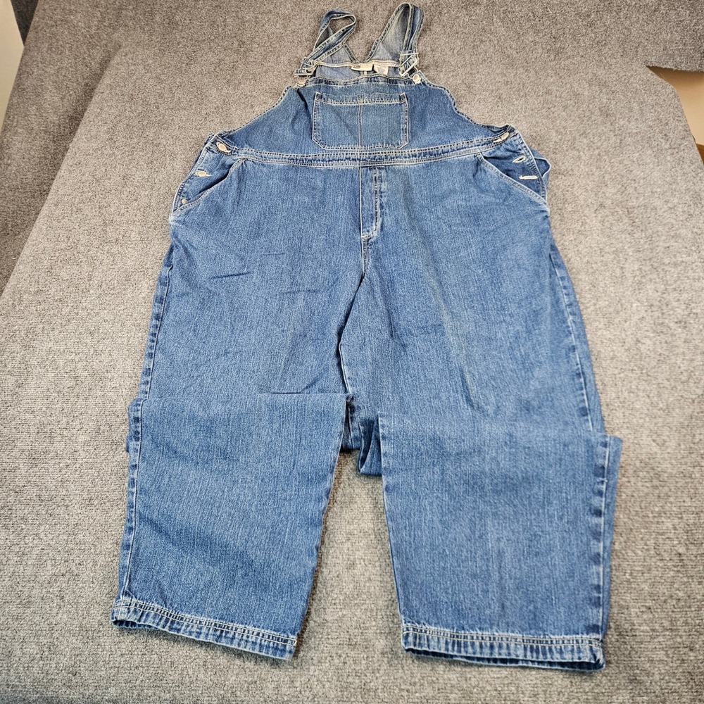 Faded Glory Woman Denim Overalls Medium Stone Wash Blue Cotton Plus Size 26W